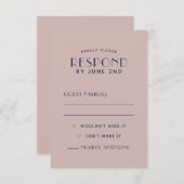 Einfache saubere Minimal-Sepia-Rose Hochzeit-RSVP- RSVP Karte (Vorne/Hinten)