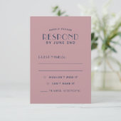 Einfache, saubere minimale Blush Navy-Hochzeitskar RSVP Karte (Stehend Vorderseite)