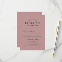 Einfache, saubere minimale Blush Navy-Hochzeitskar