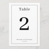 Einfache saubere minimalistische elegante Tischnum Einladung (Rückseite)