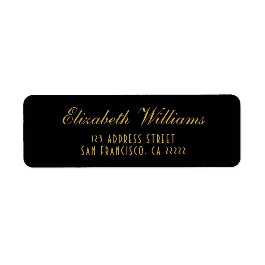 Einfache saubere Schwarze Gold Elegante Script-Adr (Vorne)