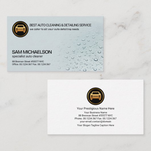 Einfache saubere Wassertropfen Kfz-Wash Visitenkarte (Vorne/Hinten)