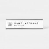 Einfache, saubere, weiße, benutzerdefinierte Logo- Schreibtischnamensplakette (Vorderseite )