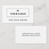 Einfache Sauberkeit Schwarz-weiß Ihr Logo Drink Ti Rabattkarte (Vorne/Hinten)