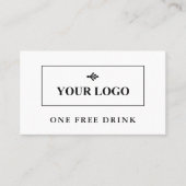 Einfache Sauberkeit Schwarz-weiß Ihr Logo Drink Ti Rabattkarte (Vorderseite)