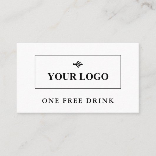 Einfache Sauberkeit Schwarz-weiß Ihr Logo Drink Ti Rabattkarte (Vorderseite)