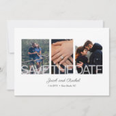 Einfache Save the Date 3 Foto Hochzeit Verlobung (Vorderseite)