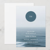 Einfache Save the Date Blue Ocean Beach Hochzeit (Vorne/Hinten)