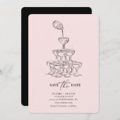 Einfache Save the Date Champagner Tower Card Einladung (Vorne/Hinten)