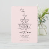 Einfache Save the Date Champagner Tower Card Einladung (Stehend Vorderseite)