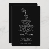 Einfache Save the Date Champagner Tower Card Einladung (Vorne/Hinten)