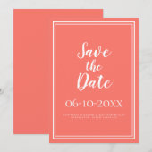 Einfache Save the Date-Coral-Hochzeitsschrift Date (Vorne/Hinten)