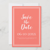 Einfache Save the Date-Coral-Hochzeitsschrift Save The Date (Vorderseite)