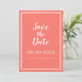 Einfache Save the Date-Coral-Hochzeitsschrift Save The Date (Stehend Vorderseite)