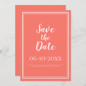 Einfache Save the Date-Coral-Hochzeitsschrift Save The Date (Vorne/Hinten)