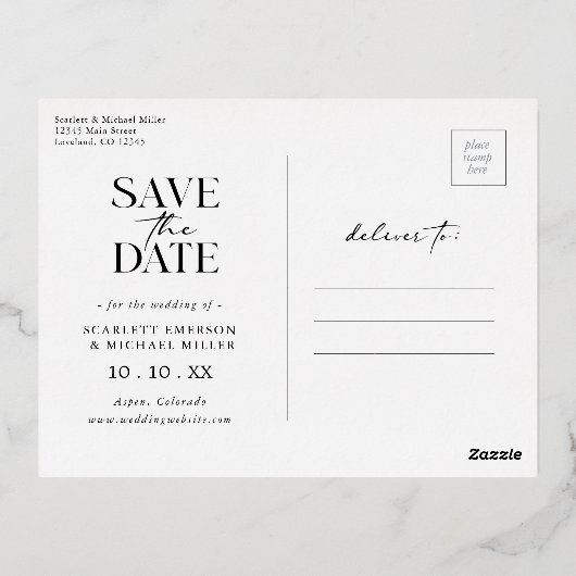 Einfache Save the Date Einladung Postkarte (Rückseite)