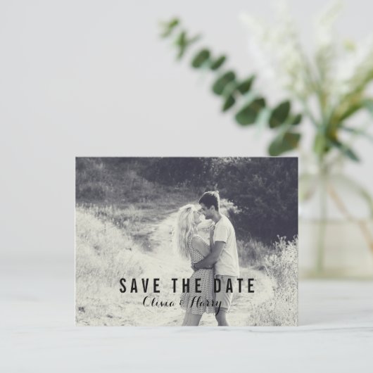 Einfache Save the Date Foto Postkarte (Stehend Vorderseite)