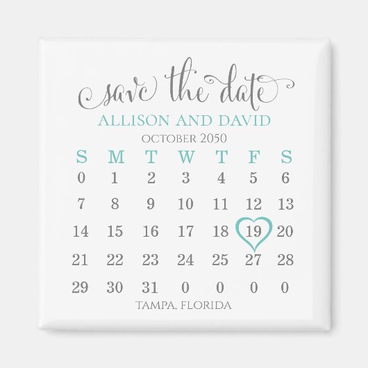 Einfache Save the Date Hochzeitskala Magnet (Vorne)