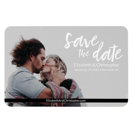 Einfache Save the Date-Hochzeitsseite für Fotos Magnet (Horizontal)