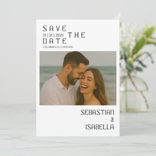 Einfache Save the Date-Karte Date (Stehend Vorderseite)