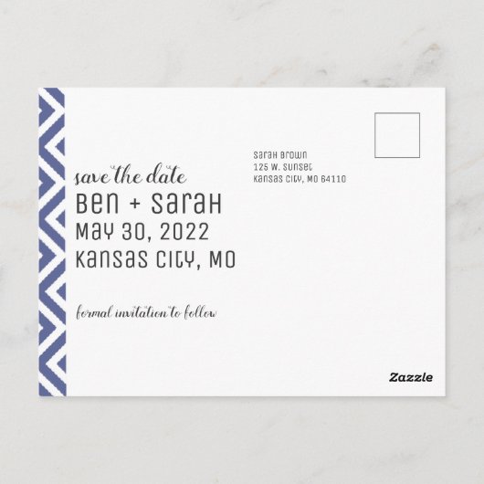 Einfache Save the Date Postkarte (Rückseite)