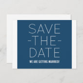 Einfache Save the Date Postkarte, blau Ankündigungspostkarte (Vorne/Hinten)