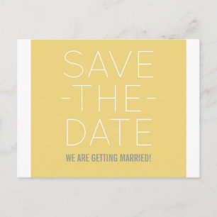 Einfache Save the Date Postkarte, gelb Ankündigungspostkarte