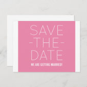 Einfache Save the Date Postkarte, rosa Ankündigungspostkarte (Vorne/Hinten)