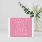 Einfache Save the Date Postkarte, rosa Ankündigungspostkarte (Stehend Vorderseite)