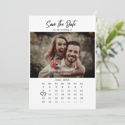 Einfache Save the Date QR Code Hochzeit Ankündigung (Stehend Vorderseite)