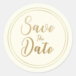 Einfache Save the Date Quote Imitate Goldene Typog Runder Aufkleber