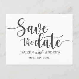 Einfache Save the Date-Schwarz-Weiß-Hochzeit Postkarte