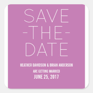 Einfache Save the Date Sticker, Fuchsia Quadratischer Aufkleber