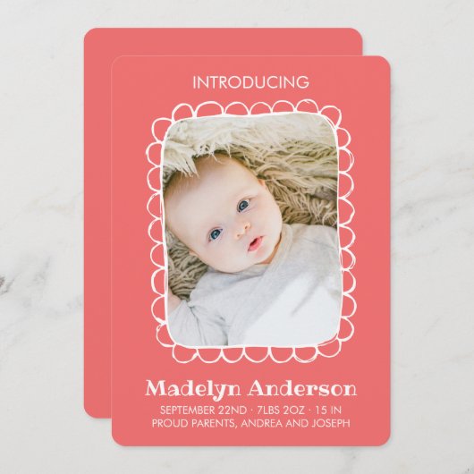 Einfache Scallope Rectangle Frame Birne Ankündigung (Vorne/Hinten)