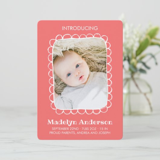 Einfache Scallope Rectangle Frame Birne Ankündigung (Stehend Vorderseite)