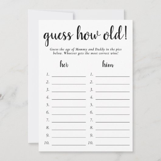 Einfache Schätzung wie alt | Schwarz-weiße Foto Ga Einladung (Vorderseite)