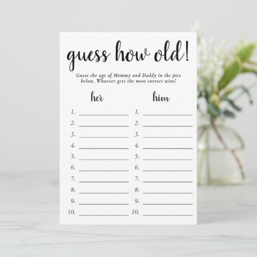 Einfache Schätzung wie alt | Schwarz-weiße Foto Ga Einladung (Stehend Vorderseite)