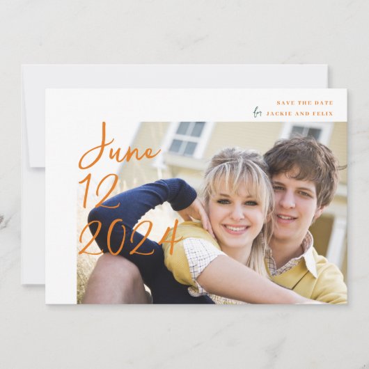 Einfache schick Retro farbenfrohe Hochzeit Save The Date (Vorderseite)