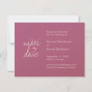 Einfache, schick tiefe Rosa-Schimmer-Hochzeitsankü Einladung