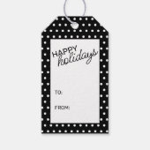 Einfache, schick-weiße Punkte auf schwarz Geschenkanhänger (Vorderseite)