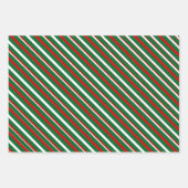 Einfache, schick-weiße Streifen auf roten und grün Geschenkpapier Set (Vorderseite 3)