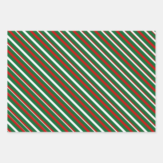 Einfache, schick-weiße Streifen auf roten und grün Geschenkpapier Set (Vorderseite 3)