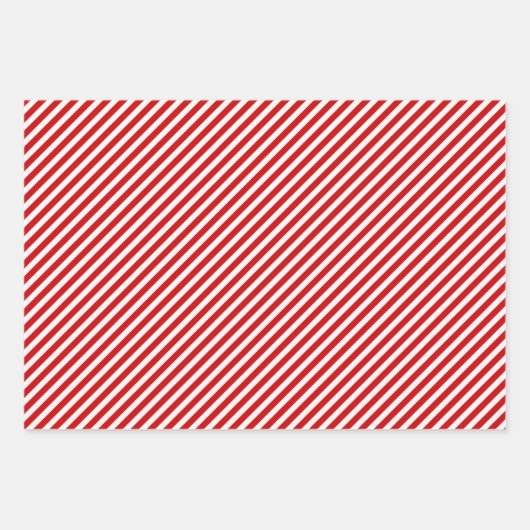Einfache, schick-weiße Streifen auf roten und grün Geschenkpapier Set (Vorderseite)