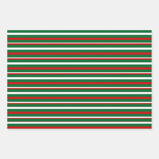Einfache, schick-weiße Streifen auf roten und grün Geschenkpapier Set (Vorderseite 3)