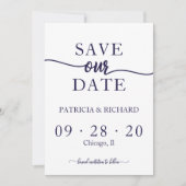 Einfache schicke blaue blaue Hochzeit für die Navy Einladung (Vorderseite)