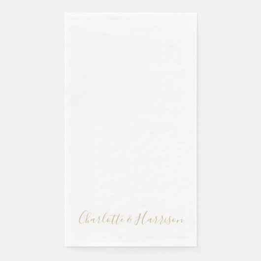 Einfache, schicke Goldschrift stylische Hochzeit Serviette (Vorderseite)