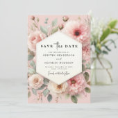 Einfache, schicke rosa Blumenhochzeit Save The Date (Stehend Vorderseite)