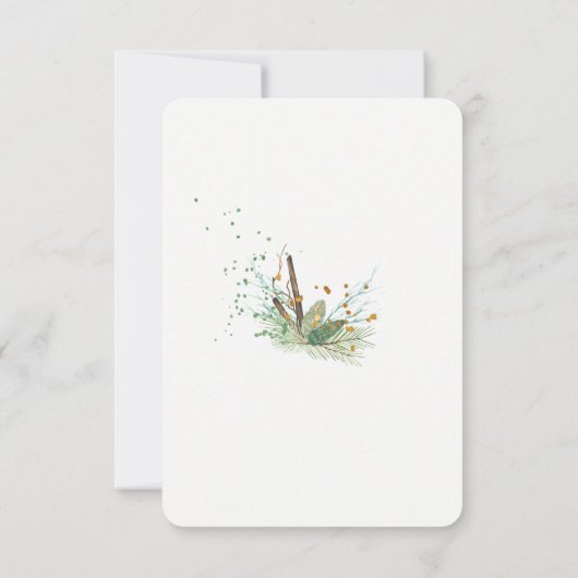 Einfache schicke rustikale Winterkranz rett Hochze Save The Date (Rückseite)