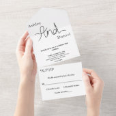 Einfache, schicke Schwarz-Weiß-Hochzeit All In One Einladung (Abreißen)