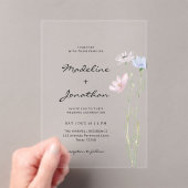 Einfache schicke Wildblume Beige Hochzeit Acryleinladungen (Insitu (Handheld))